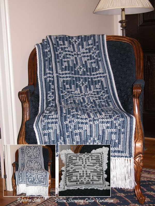 Evening Snow Reversible Afghan & Pillow Set