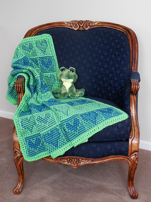 Neon Hearts Reversible Baby Afghan