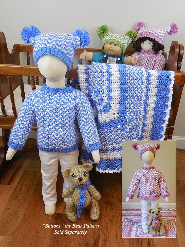 Ripples Baby Afghan & Sweater Set