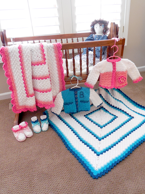 Sweet Shells Baby Afghan & Sweater Set